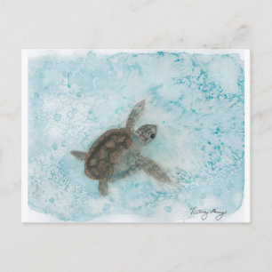 Turtle Watercolor Painting Postcard