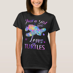 Turtle Watercolor Sea Ocean Just A Girl Who Loves  T-Shirt
