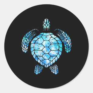 Turtle Watercolor Tie Dye Sea Ocean Save Planet Ea Classic Round Sticker