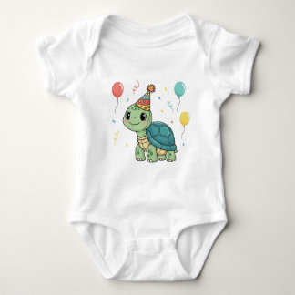 Turtle Wearing a Party Hat Baby Bodysuit