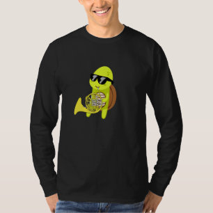 Turtle Wearing Sunglasses Playing French Horn T-Shirt