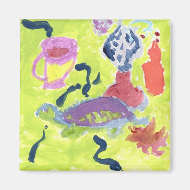 Turtle with a cup of tea magnet (Front)