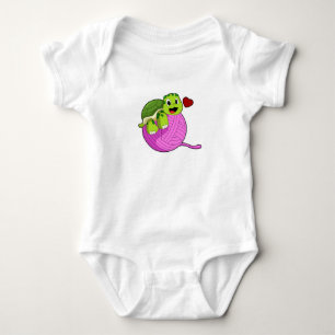 Turtle with Ball of Wool Baby Bodysuit