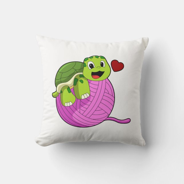 Turtle with Ball of Wool Cushion (Front)