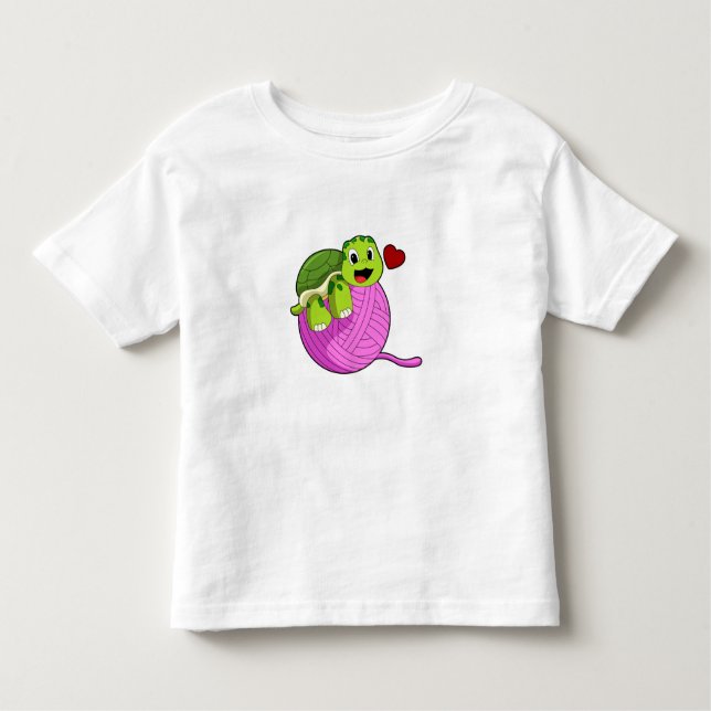 Turtle with Ball of Wool Toddler T-Shirt (Front)