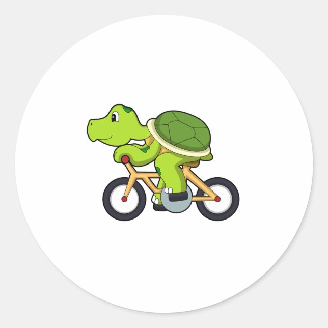 Turtle with Bicycle.PNG Classic Round Sticker (Front)