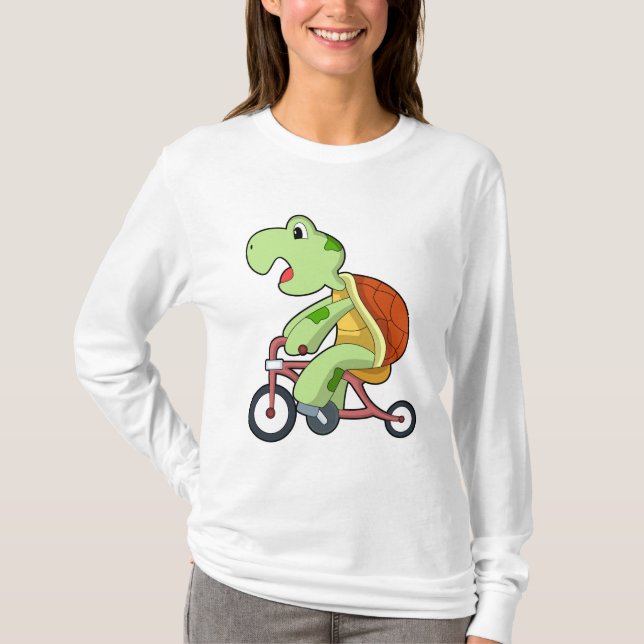Turtle with Bicycle T-Shirt (Front)