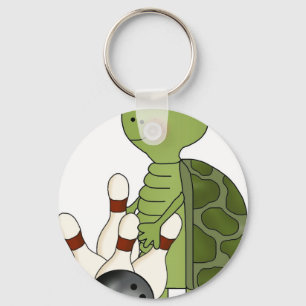 Turtle with bowling pins and ball key ring