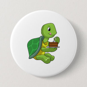 Turtle with Cake 7.5 Cm Round Badge