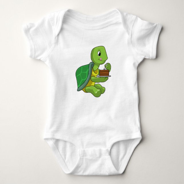 Turtle with Cake Baby Bodysuit (Front)