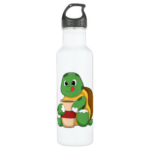 Turtle with Cup of Coffee 710 Ml Water Bottle