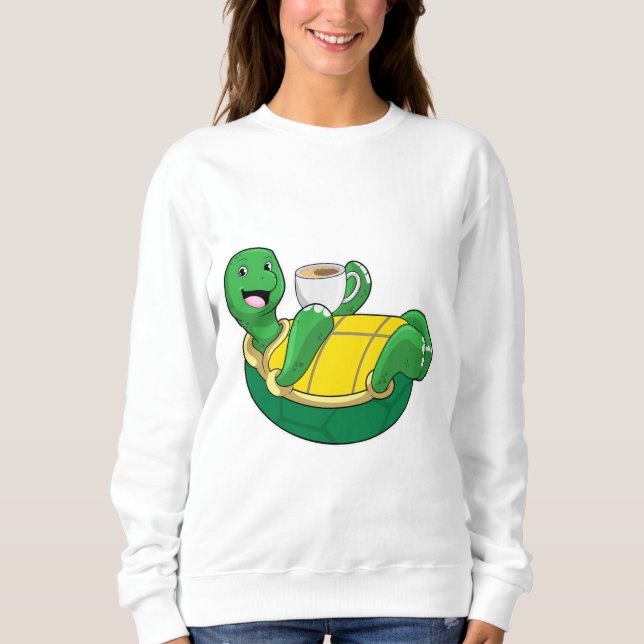 Turtle with Cup of Coffee Sweatshirt (Front)