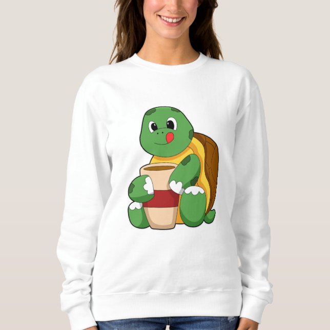 Turtle with Cup of Coffee Sweatshirt (Front)