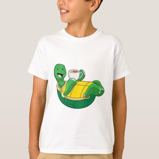 Turtle with Cup of Coffee T-Shirt (Front)