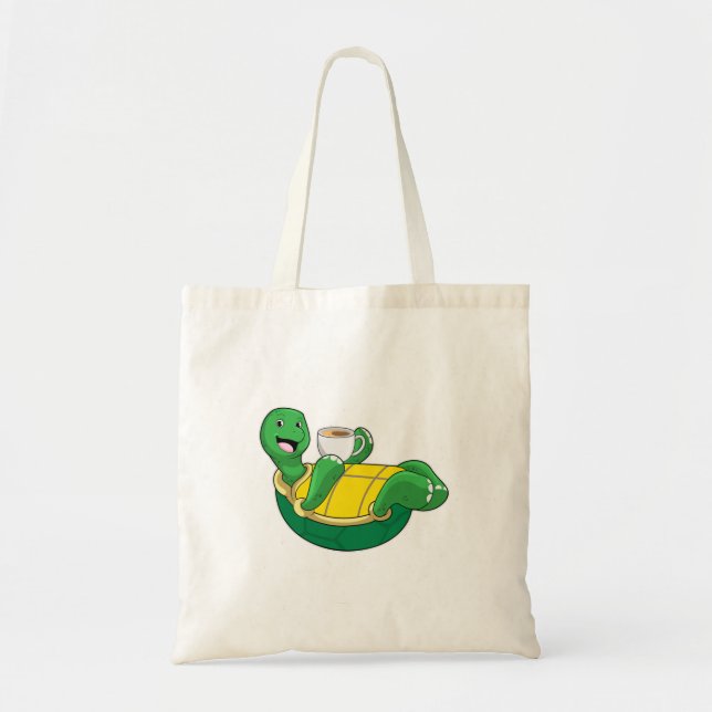 Turtle with Cup of Coffee Tote Bag (Front)