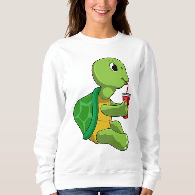 Turtle with Drinking mug with Straw Sweatshirt (Front)