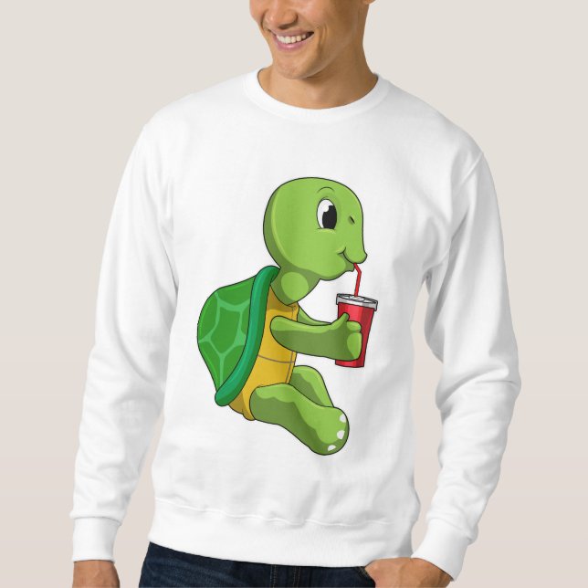 Turtle with Drinking mug with Straw Sweatshirt (Front)