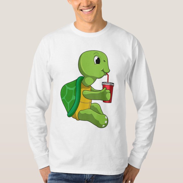 Turtle with Drinking mug with Straw T-Shirt (Front)