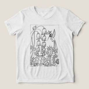 Turtle with fancy bird colouring Tri-Blend shirt