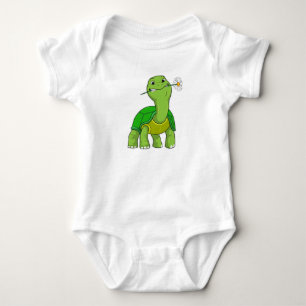 Turtle with Flower Daisy Baby Bodysuit