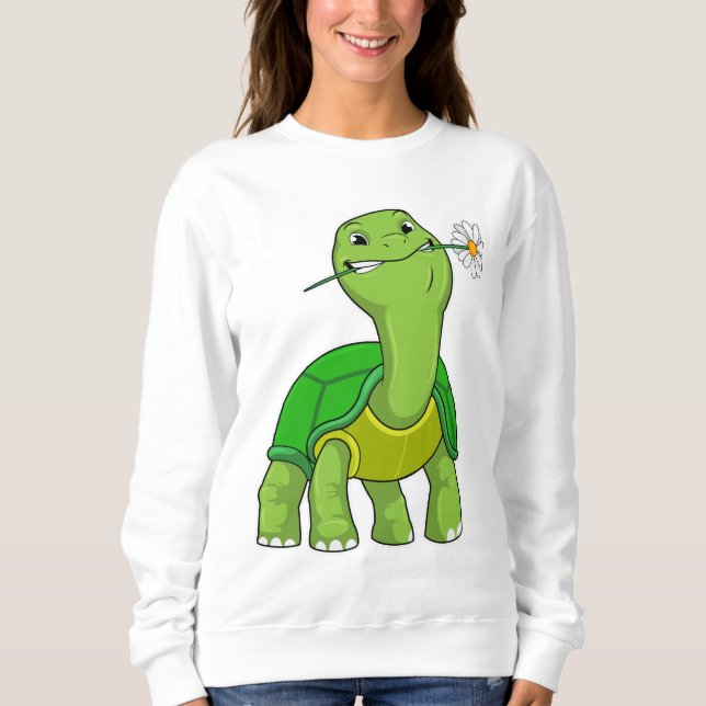 Turtle with Flower Daisy Sweatshirt (Front)