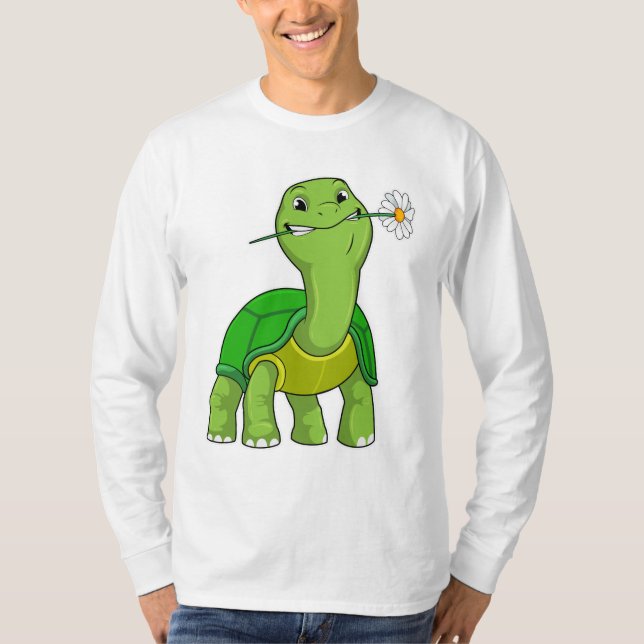 Turtle with Flower Daisy T-Shirt (Front)
