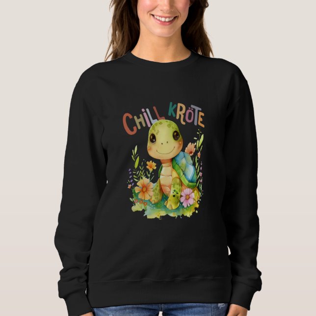turtle with flowers cute turtles shielded animal b sweatshirt (Front)