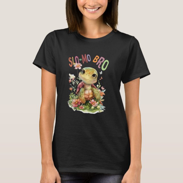 turtle with flowers cute turtles shielded Slo-mo b T-Shirt (Front)