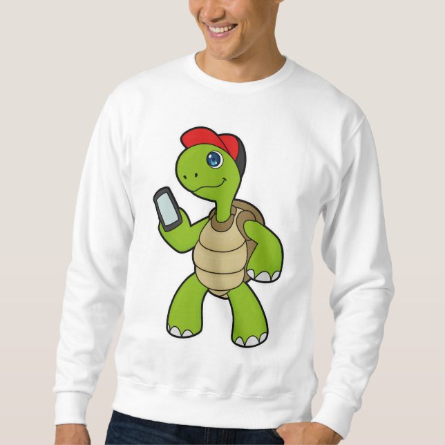 Turtle with Phone & Hat Sweatshirt (Front)