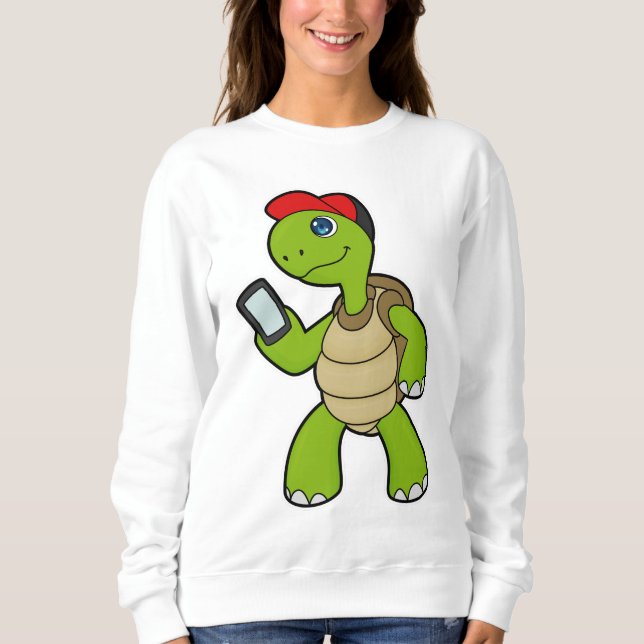 Turtle with Phone & Hat Sweatshirt (Front)