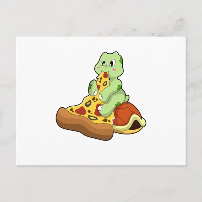 Turtle with Pizza Postcard (Front)