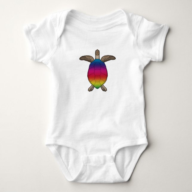 Turtle with Rainbow Colors Baby Bodysuit (Front)