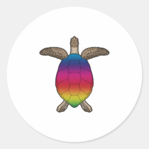 Turtle with Rainbow Colours Classic Round Sticker