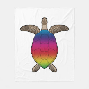 Turtle with Rainbow Colours Fleece Blanket