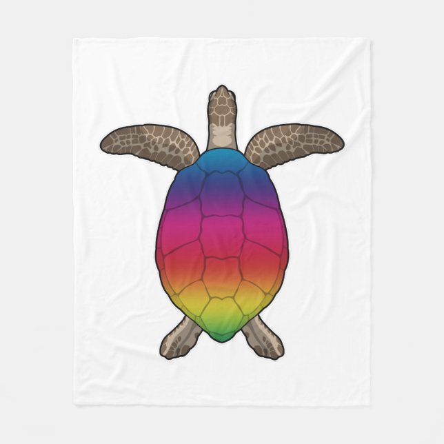 Turtle with Rainbow Colours Fleece Blanket (Front)