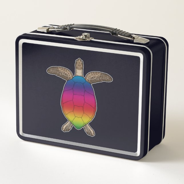 Turtle with Rainbow Colours Metal Lunch Box (Front)