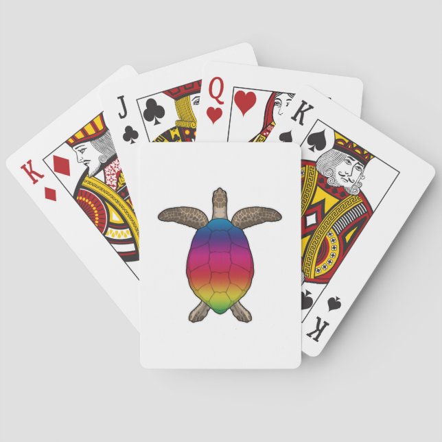 Turtle with Rainbow Colours Playing Cards (Back)