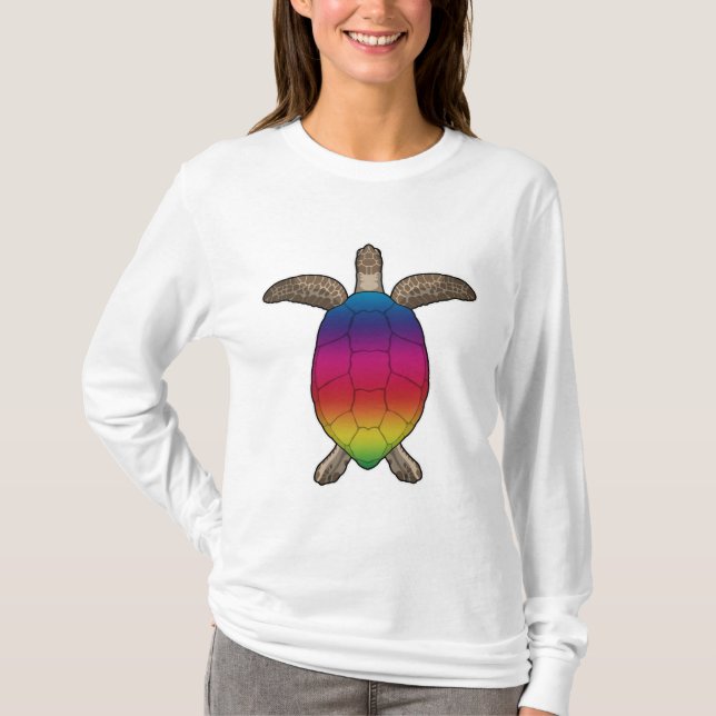 Turtle with Rainbow Colours T-Shirt (Front)