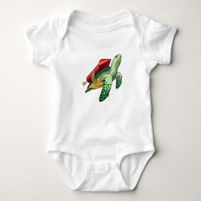 Turtle with Rocket Baby Bodysuit (Front)