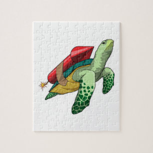 Turtle with Rocket Jigsaw Puzzle