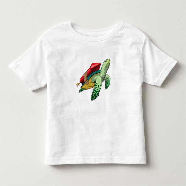 Turtle with Rocket Toddler T-Shirt (Front)