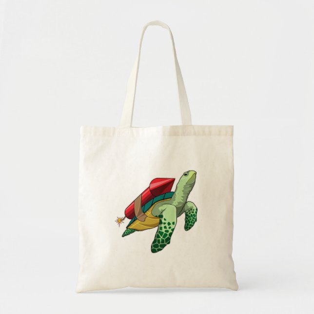 Turtle with Rocket Tote Bag (Front)