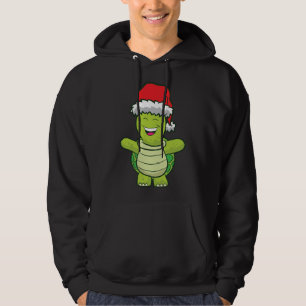 Turtle With Santa Hat Cute Turtle Christmas Hoodie
