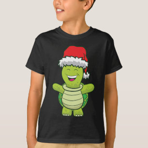 Turtle With Santa Hat Cute Turtle Christmas T-Shirt