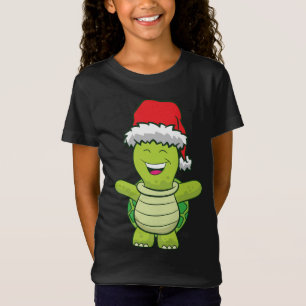 Turtle With Santa Hat Cute Turtle Christmas T-Shirt
