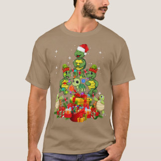 Turtle With Santa Hat Tree Lights Xmas Light Chris T-Shirt