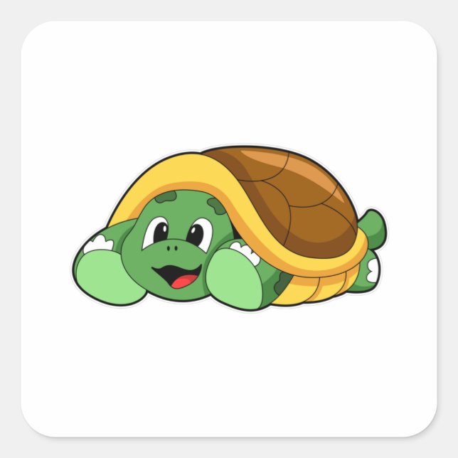 Turtle with Shell as Blanket Square Sticker (Front)