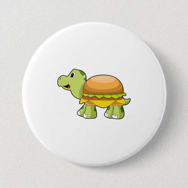 Turtle with Shell as Burger.PNG 7.5 Cm Round Badge (Front)