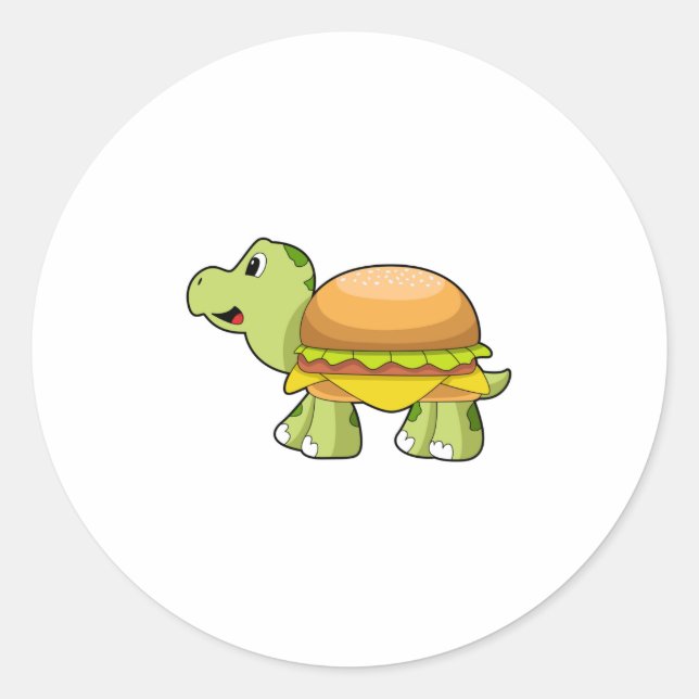 Turtle with Shell as Burger.PNG Classic Round Sticker (Front)
