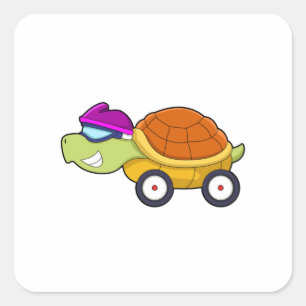 Turtle with Shell as Car Square Sticker